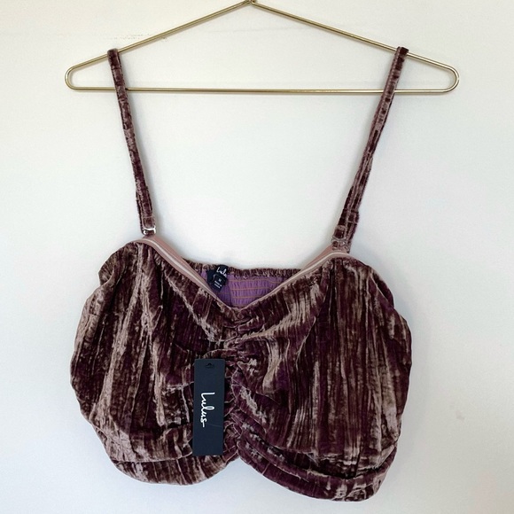 NWT Lulu’s Size M Purple Crushed Velvet Crop Top - Picture 4 of 8